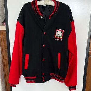 San Diego Zoo Panda Varsity Jacket - Black and Red Size XXL